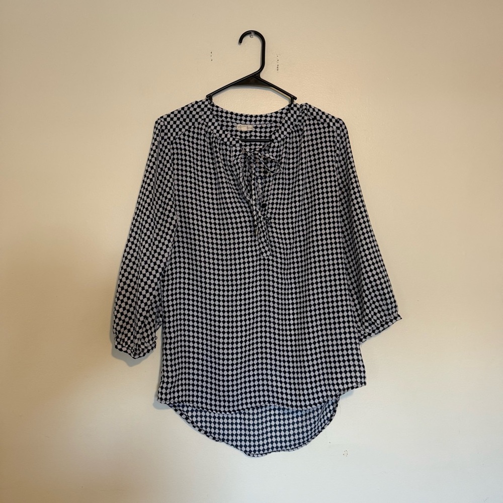 Antilia Femme | Black and White Checkered Blouse
